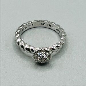 JUDITH RIPKA Ring with tiny Cubic Zircona gemstones in Sterling Silver sz 7.25